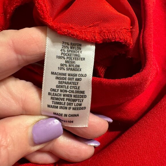 NWT KIM ROGERS PULL on STYLE TUMMY CONTROL RED PANTS 10 PETITE #C - Picture 7 of 7